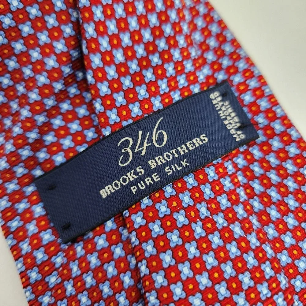 Brooks Brothers 346‎ Tie Pure Silk Floral Red Blue
